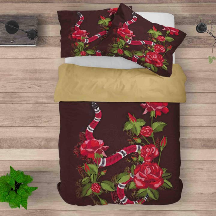 Jess Art Decoration - Wholesale Bedding Set - 3D Black Red Snake Rose Quilt Cover Set Bedding Set Duvet Cover Pillowcases SF0031