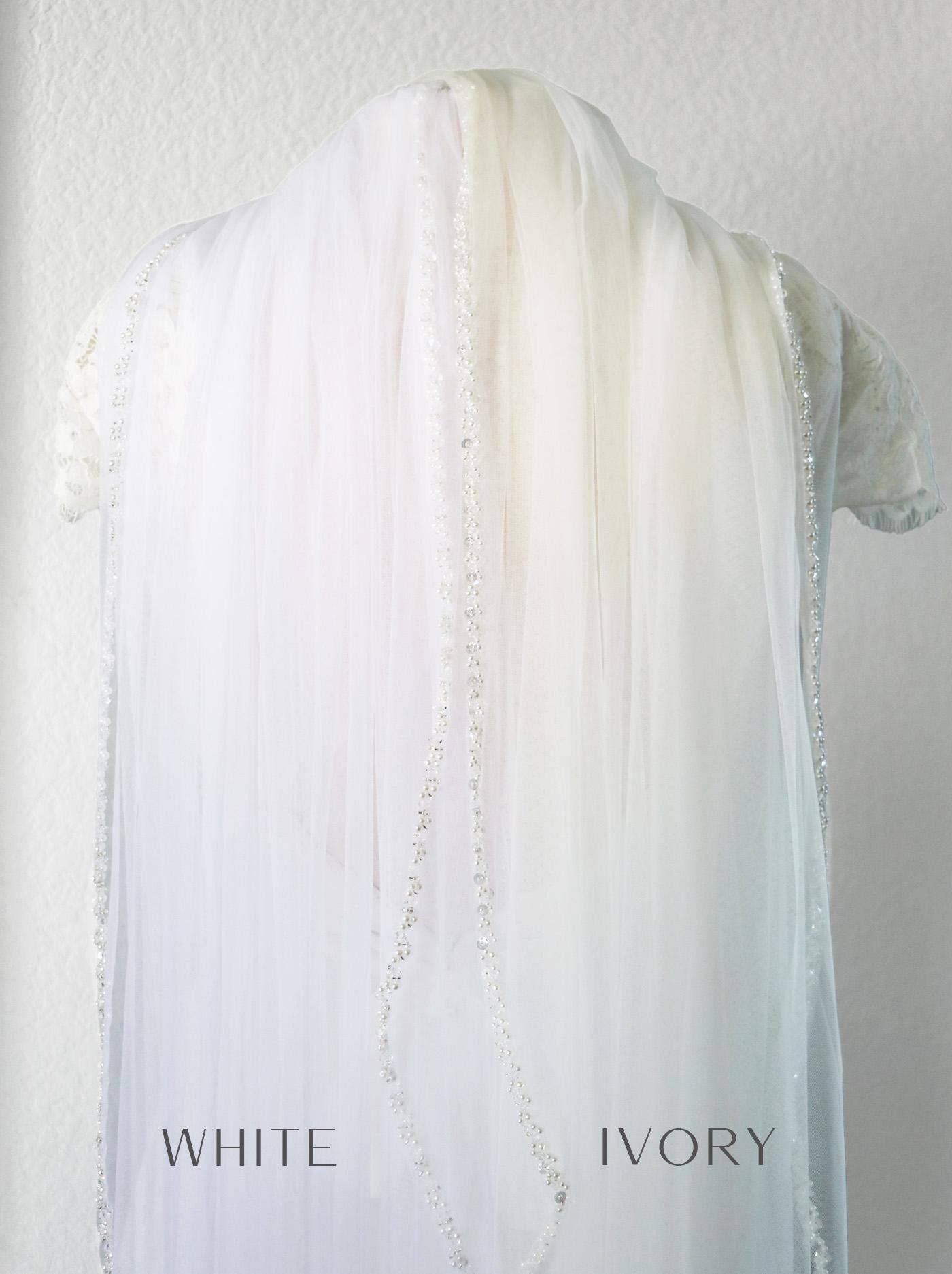 allureweddingjewelry - Vendita all'ingrosso Velo - Donna - Velo da sposa con bordo di perle, strass e cristalli5