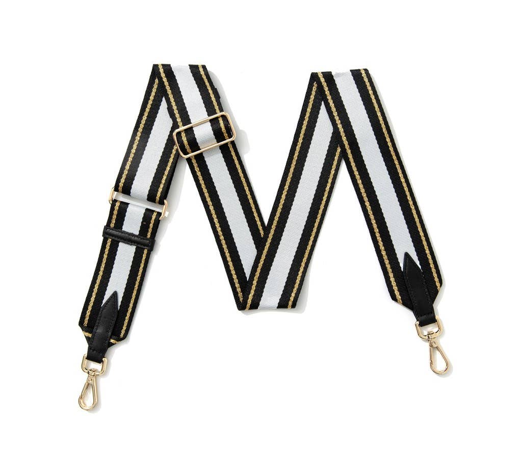 MONTTE DI JINNE - Vente Sangle pour sac – femme - Sangle de sac avec texture en toile et extrémités en cuir - Rayure sportive1