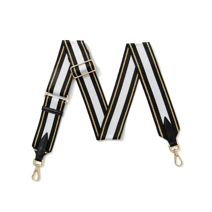MONTTE DI JINNE - Vente Sangle pour sac – femme - Sangle de sac avec texture en toile et extrémités en cuir - Rayure sportive1