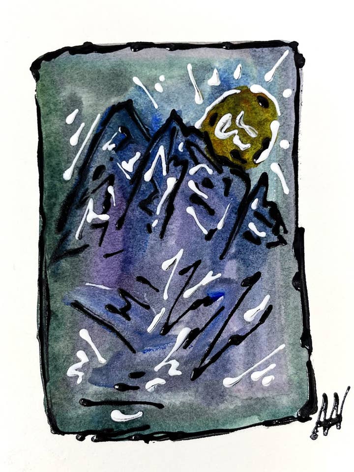 Mountain Watercolor Print for wholesale by Third Wolf Designs