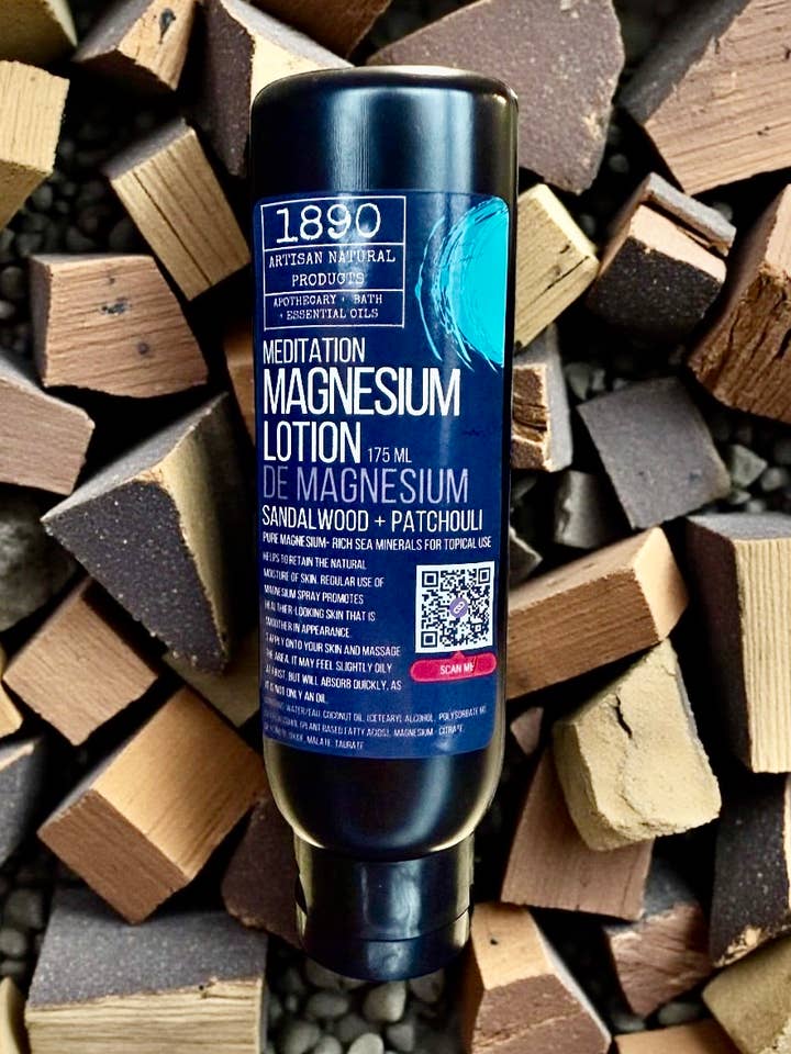 Mediation Magnesium Lotion (Sandalwood + Patchouli) for wholesale by 1890 Natural Bath Co