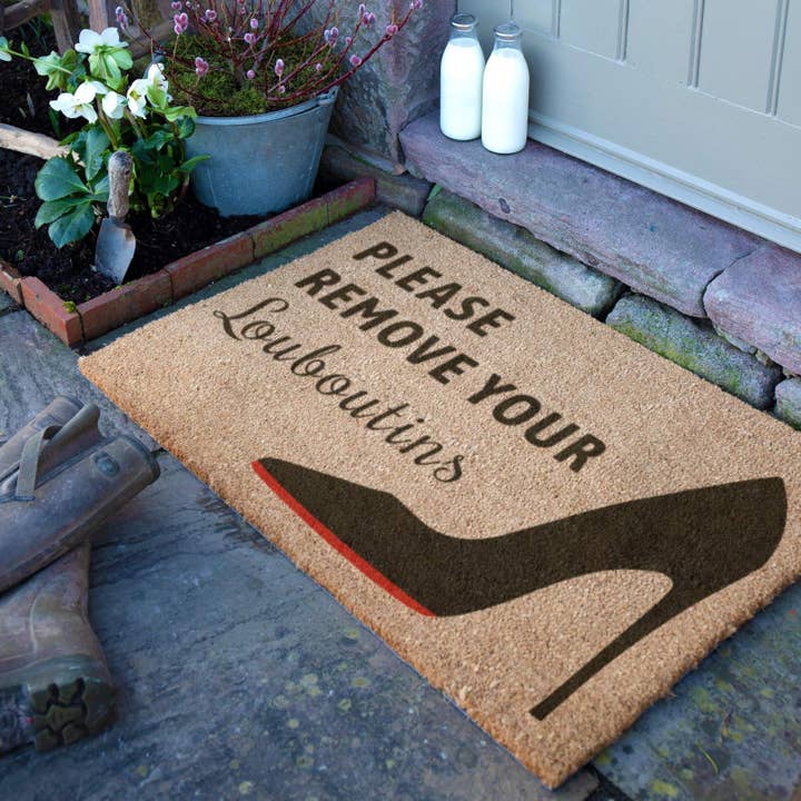 Please Remove Your Louboutins Doormat (90 x 60cm) for wholesale by Artsy Mats