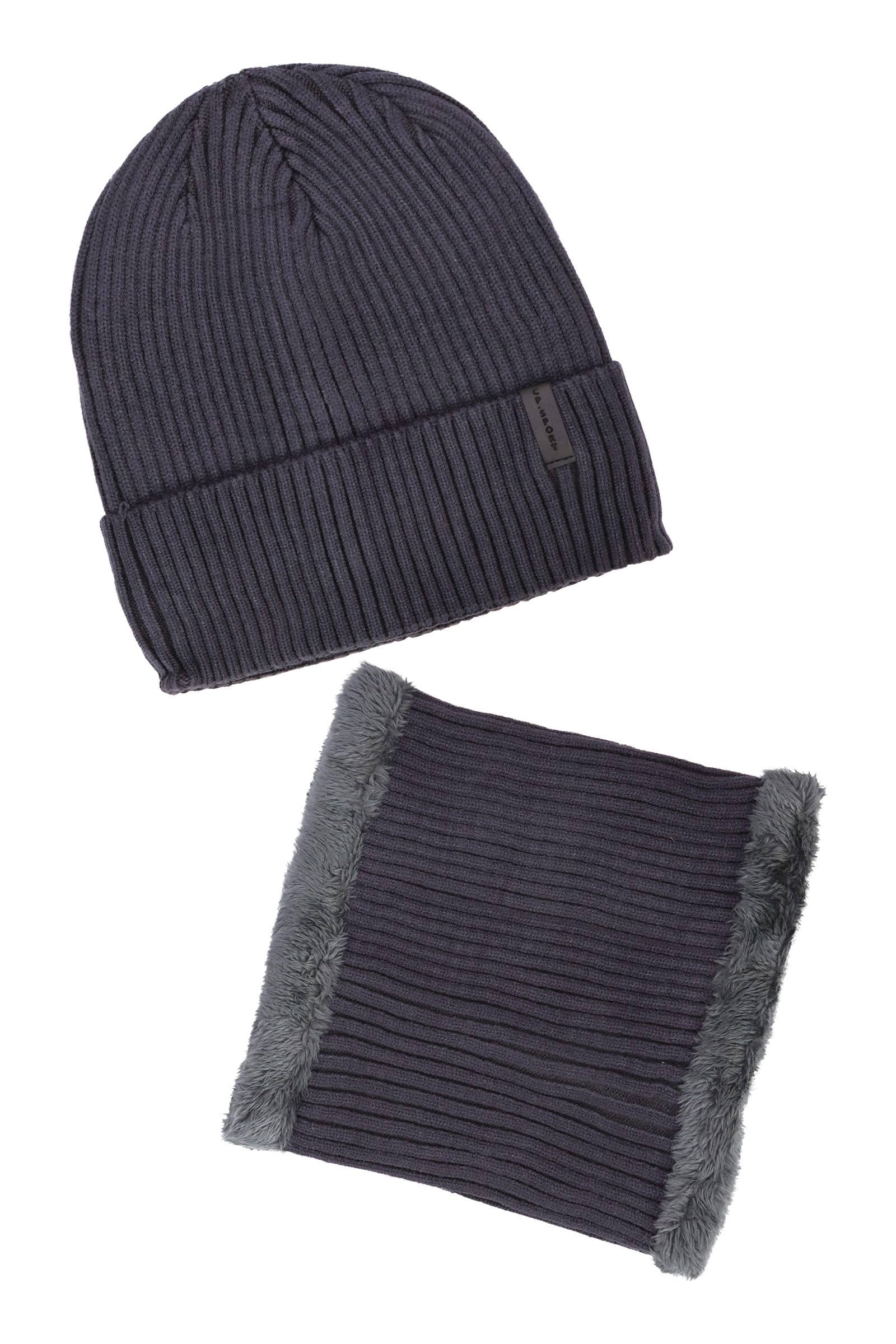 ASSORTED 2-piece Sports Ribbed Knitted Fur Beanie Scarf for wholesale on Faire8