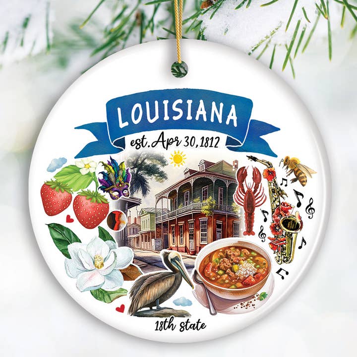 OrnamentallyYou - Wholesale Ornament - Artistic Louisiana State Themes Christmas Ornament1