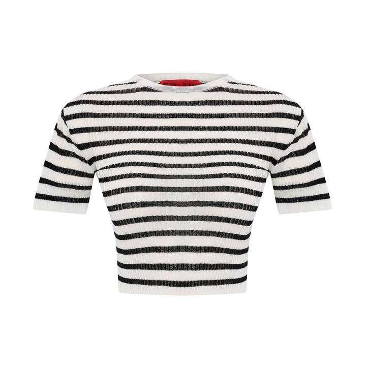 Striped Short-Sleeve Knit Top for wholesale by PCFG