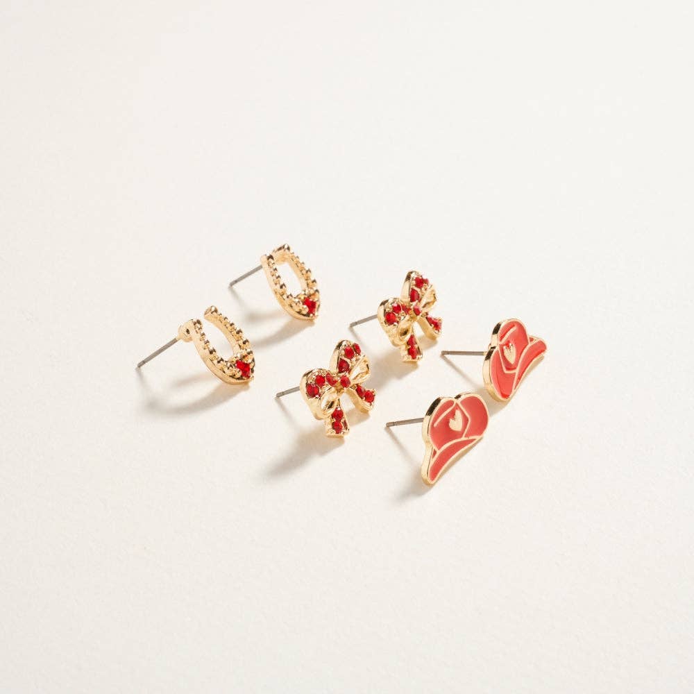 Designature New York - Vendita all'ingrosso Parure di gioielli - Set di 3 paia di orecchini a tema San Valentino occidentale4