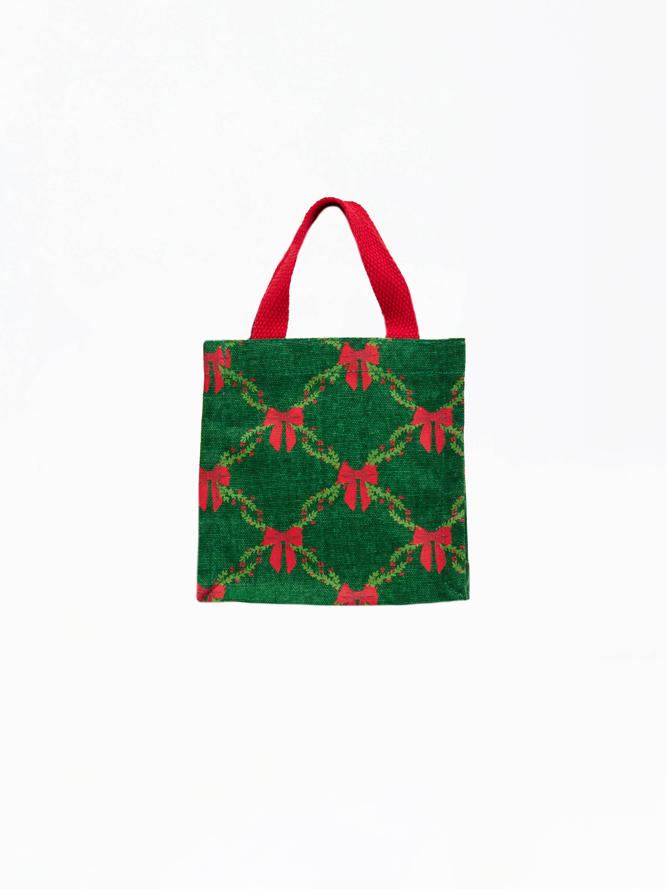 Mary Square - Wholesale Tote Bag - Women's - Petite Carry Tote Holiday Trellis