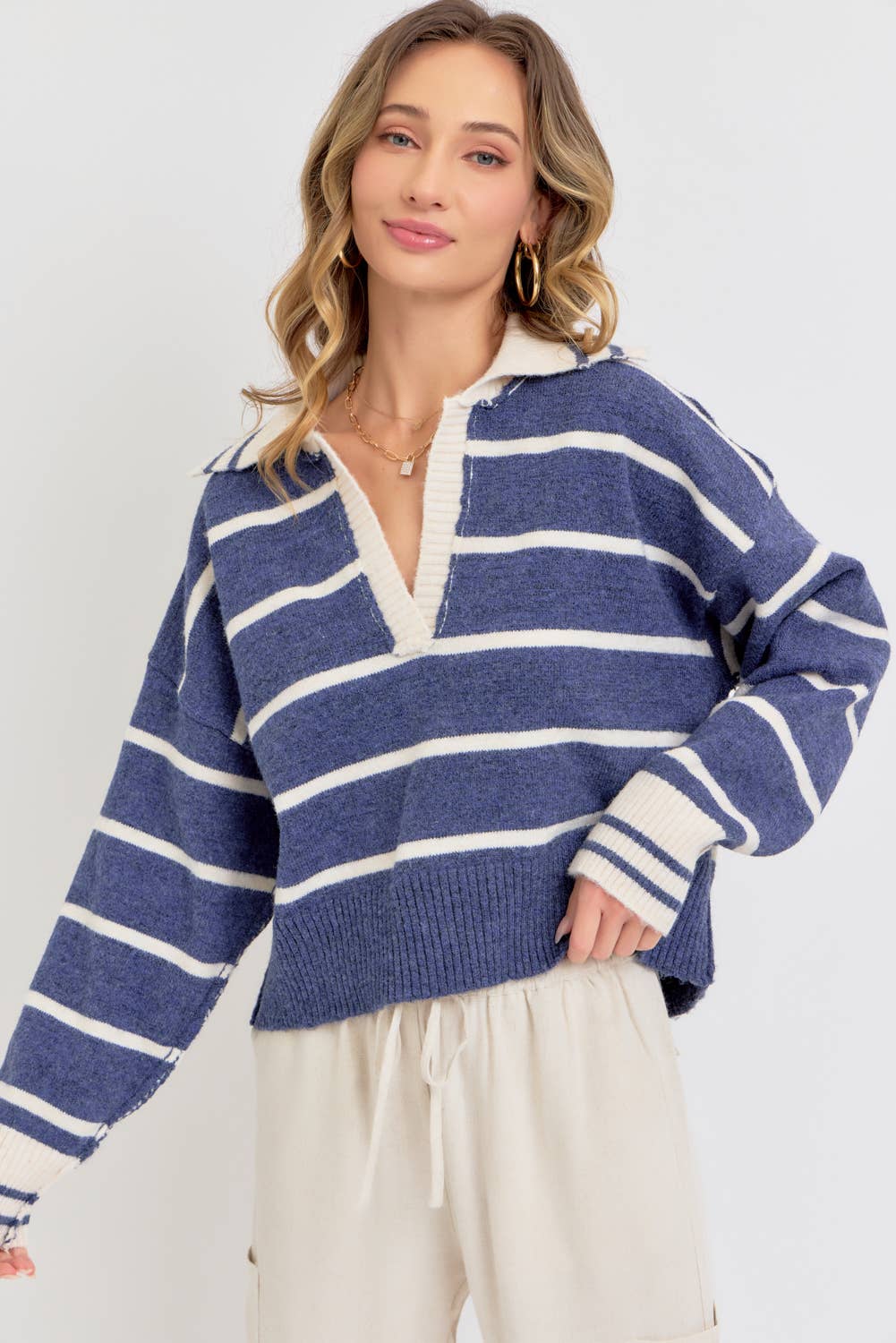 Sweet Lovely by Jen - Wholesale Knit Sweater - Women's - STRIPED EVERYDAY  KNIT SWEATER12