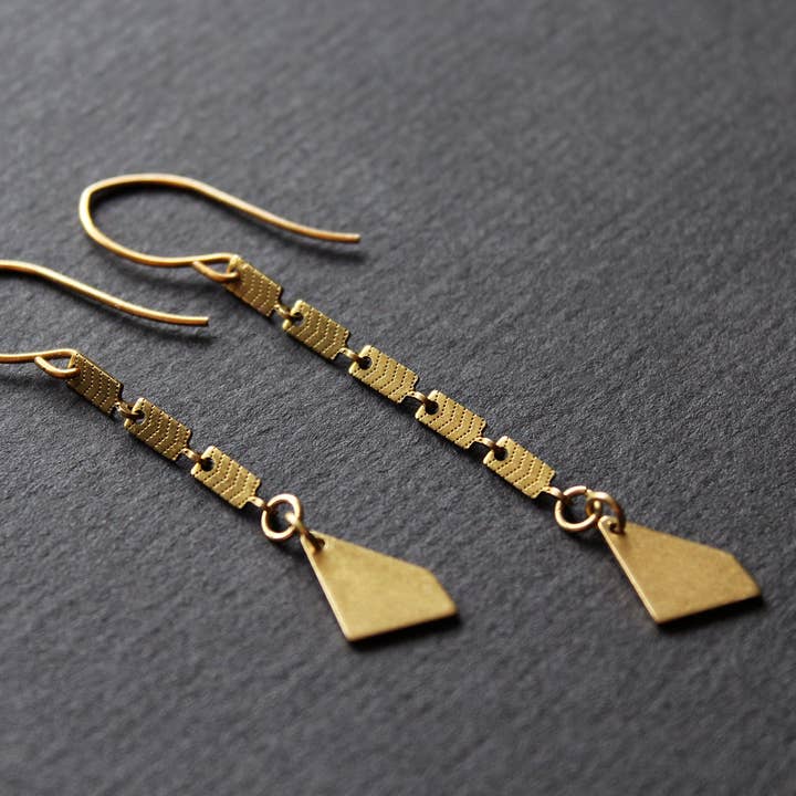 Geometric Earrings, Brass Dangle Earrings, Modern Jewelry for wholesale by NEA