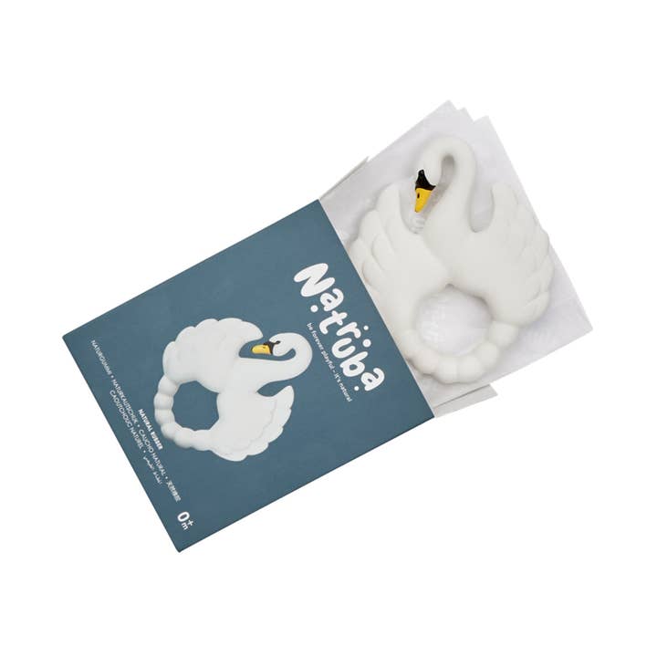Natural rubber Teether Swan - White for wholesale by Natruba