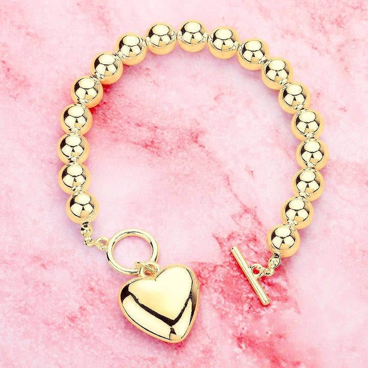 Sensibling Corp. - Wholesale Bedelarmbandje - Bubbelkettingarmband met metalen hartbedel en toggle-sluiting2