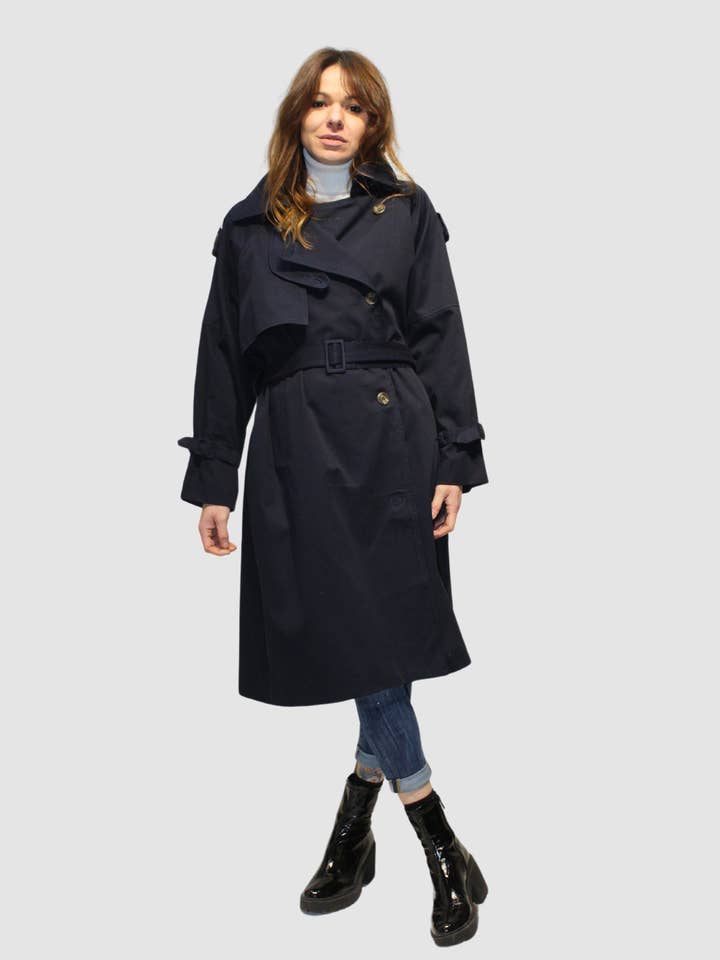 Trench coat with belt and printed detail on the back - 661083 for wholesale by BanBat