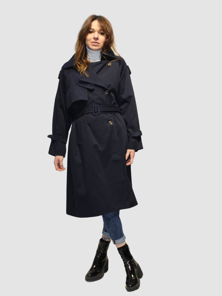 Trench coat with belt and printed detail on the back - 661083 for wholesale by BanBat