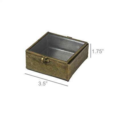 HomArt - Wholesale Decorative Box - Aria Embossed Box, Brass - Square1