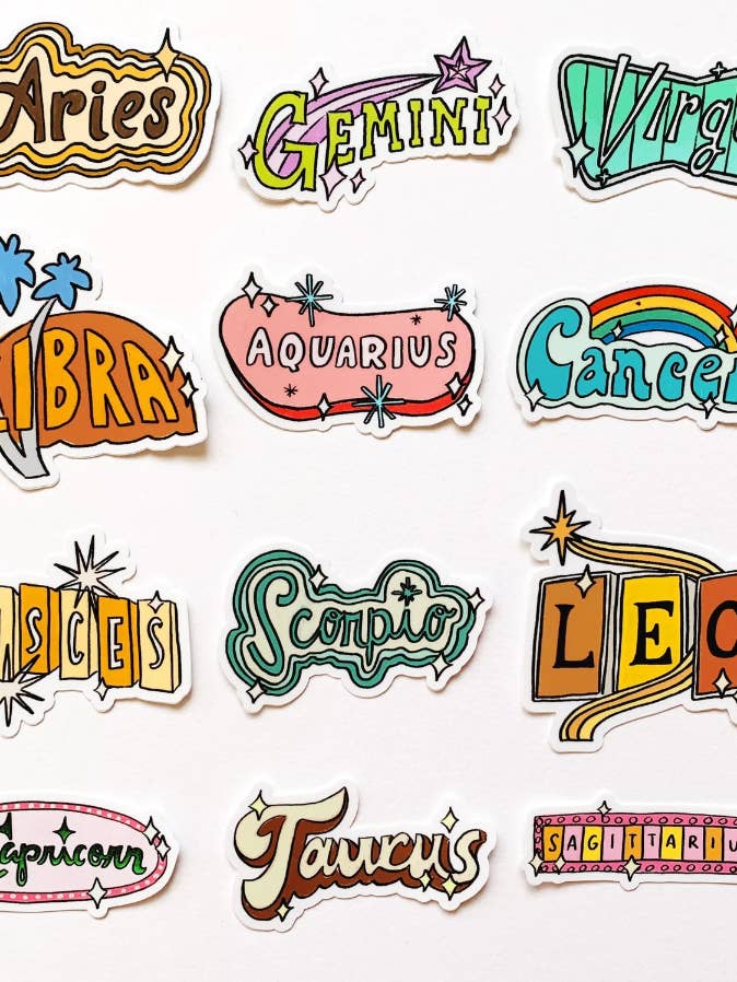 Vintage Inspired Zodiac Stickers for wholesale by Art By Elowyn