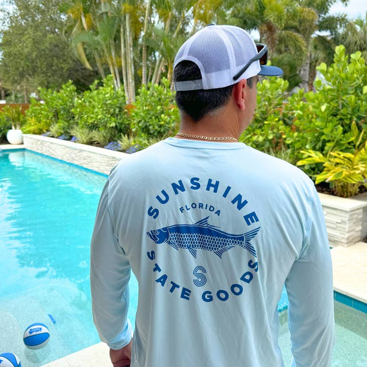 Sunshine State Goods - Wholesale Screen Printed T-Shirt - Unisex - Tarpon Solar Performance Shirt - Ice Blue2