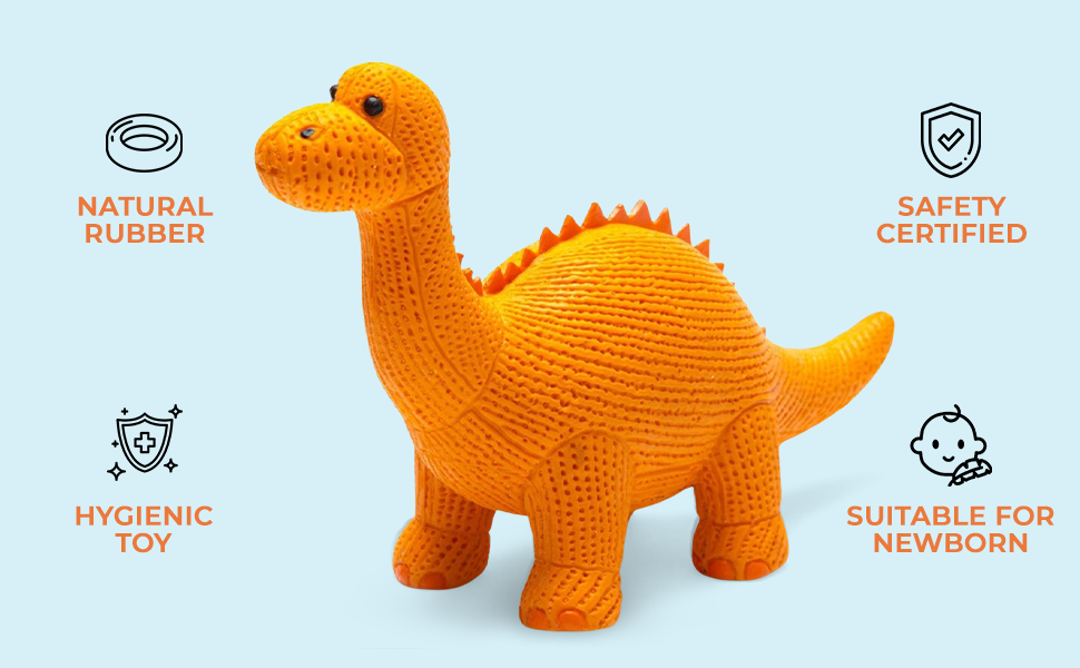 Best Years Ltd - Wholesale Bath Toy - Baby - Rubber Orange Diplodocus Dinosaur Toy, Bath Toy and Teether9