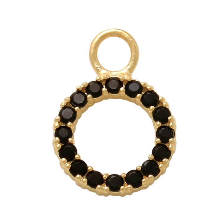 Breloque noire en forme de cercle suspendu en or jaune massif 10 carats pour la vente par Zahav Jewelry