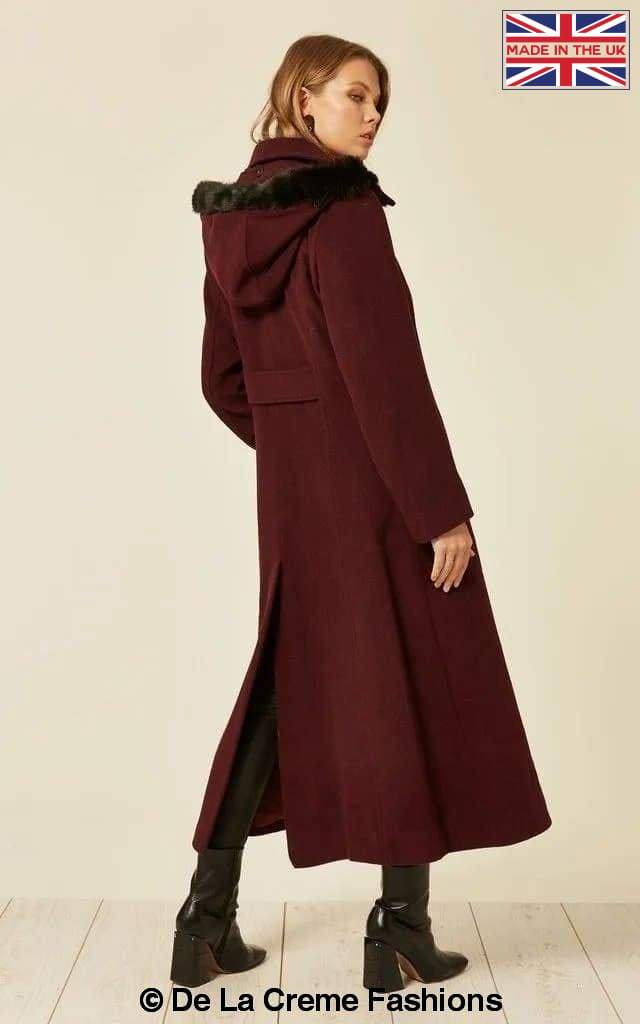 De La Creme Fashions – wholesale Fur/faux fur coat – Women's – Womens Wool Blend Faux Fur Trim Hooded Long Coat12