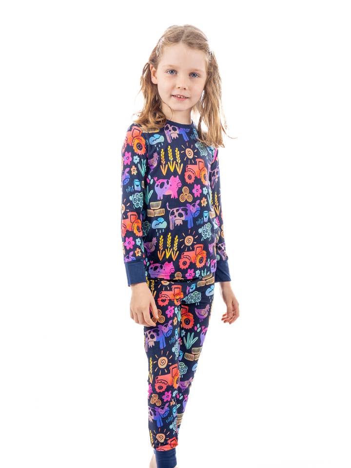 Pajamas - Two Piece Long Sleeved - Farmyard Whimsy for wholesale by Frog & Molly