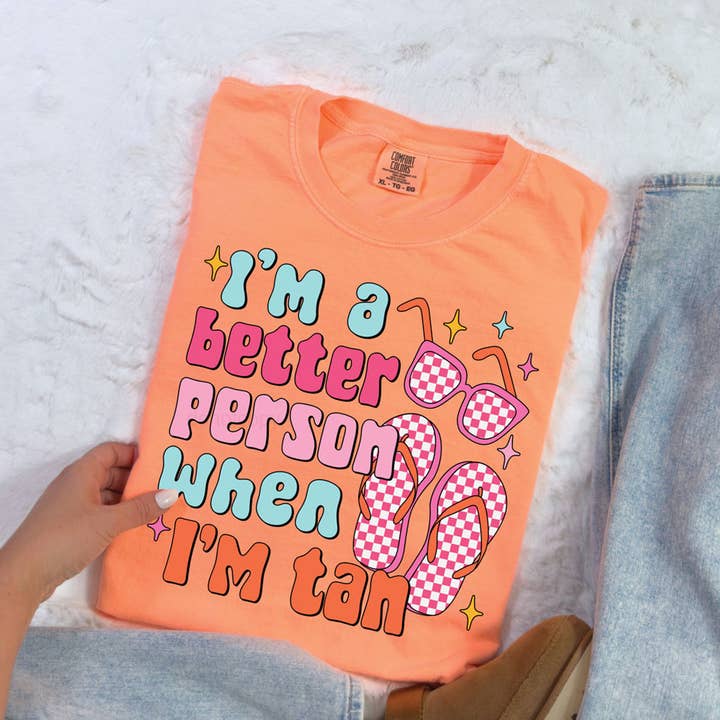 I'm A Better Person When I'm Tan Retro DTF Heat Transfer for wholesale by Trendy Transfers