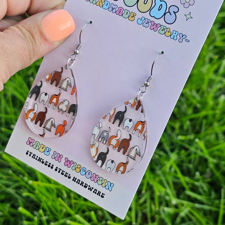 Jedi Woods LLC - Vente Boucles d'oreilles pendantes - Boucles d'oreilles en forme de crosse de chien3