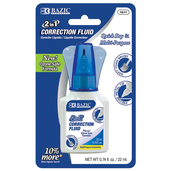 2 in 1 Correction Foam Brush & Pen Tip (22 mL) for wholesale by BAZIC Products