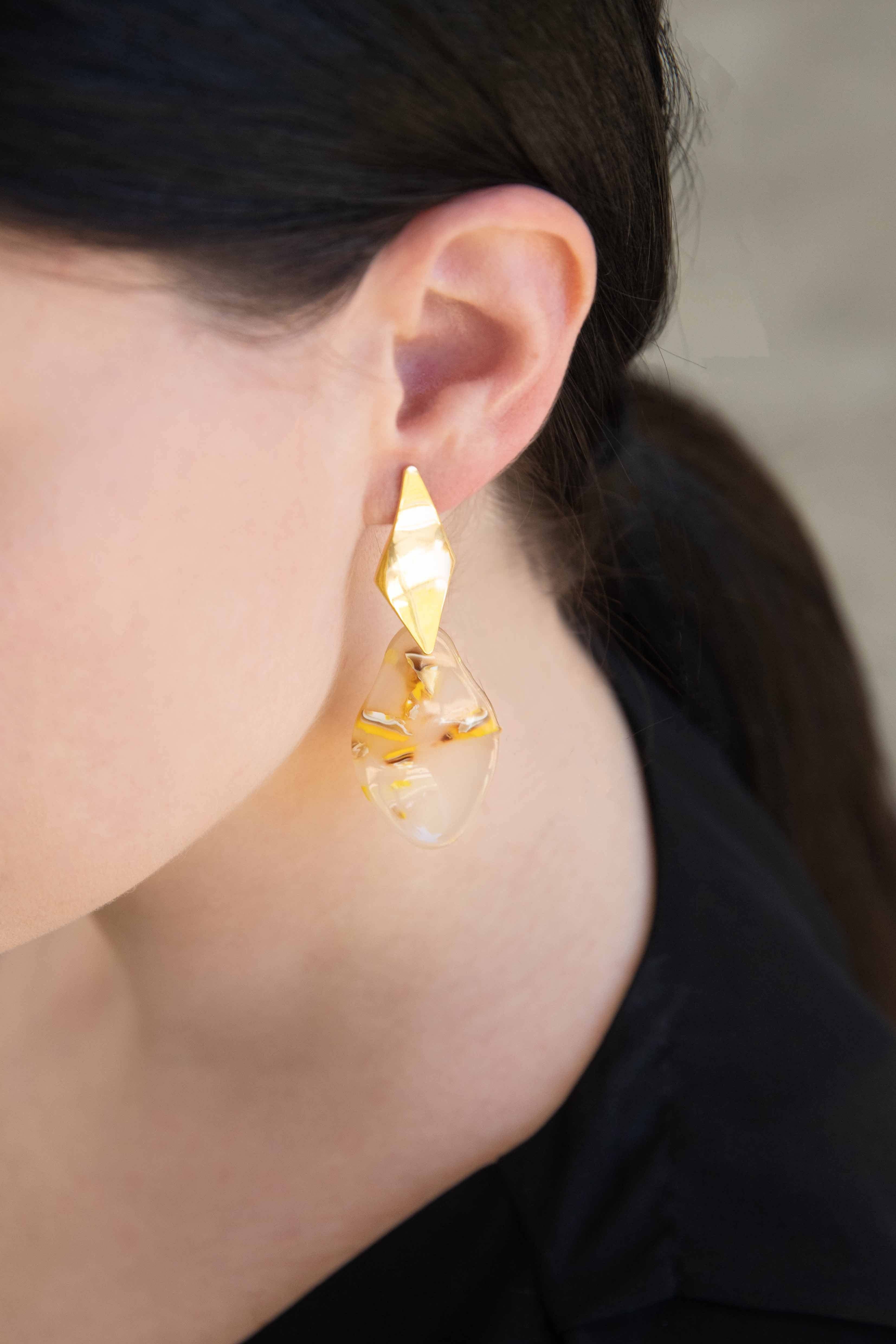 Lovoda - Wholesale Dangle Earrings - Yellow Drip Dangle Earrings (14K)1