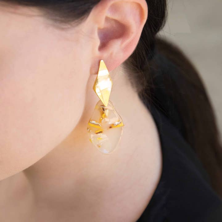 Lovoda - Wholesale Dangle Earrings - Yellow Drip Dangle Earrings (14K)1