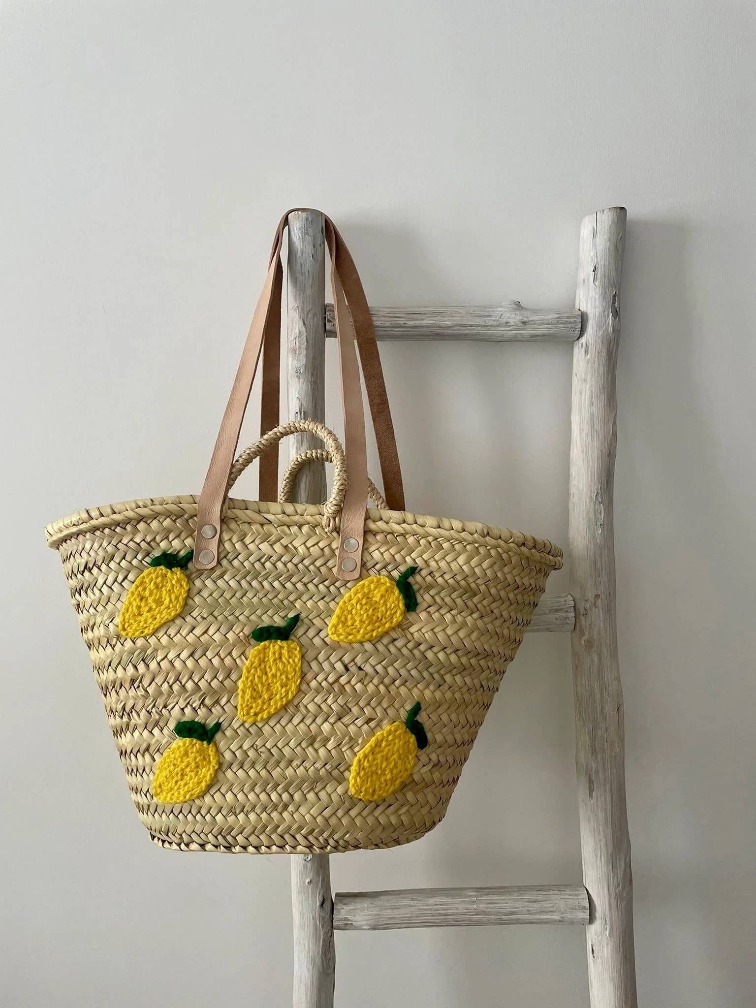 High crafty – wholesale Beach bag – 🍋 Amalfi Basket – Handwoven Raffia & Leather Bag0
