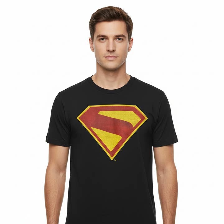 Offizielles Superman T-Shirt - Rotes & Gelbes DC Comics Logo für den Großhandel von COTTON DIVISION