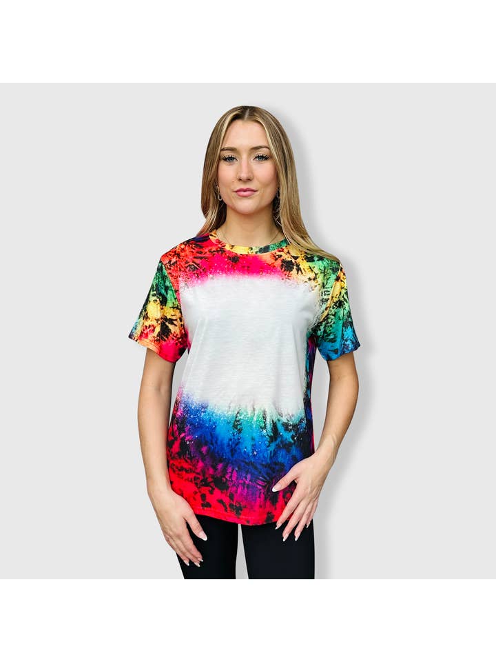 ILTEX Apparel - Wholesale T-Shirt - Women's - Reverse Tie Dye Blank Faux Bleached Top - RTD1031
