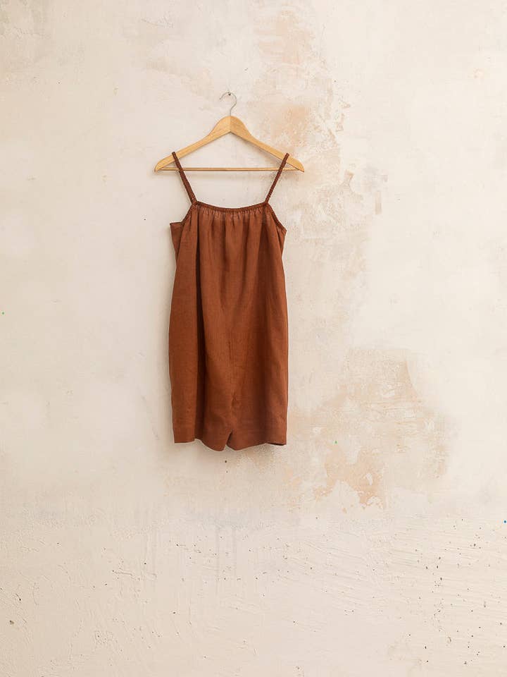 Cottyfish - Venta al por mayor Vestido - Mujer - MONO CORTO LINO TERRACOTA