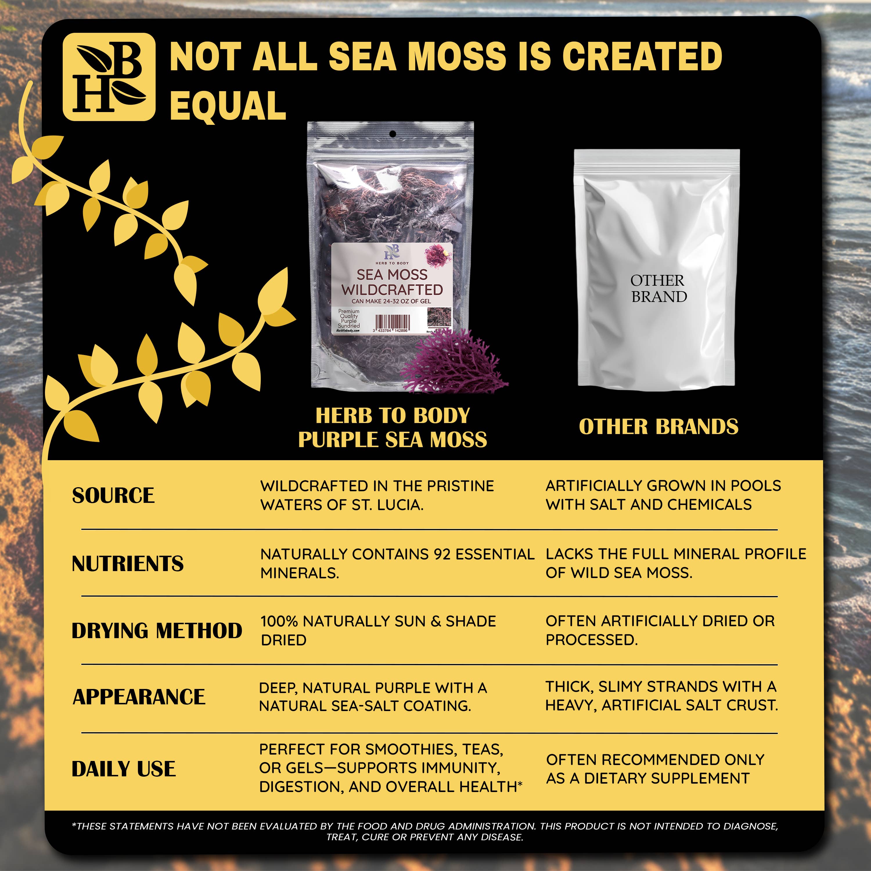 Herb To Body - Wholesale Herbs - Wildcrafted Purple Sea Moss from Caribbean - Food & Topical4