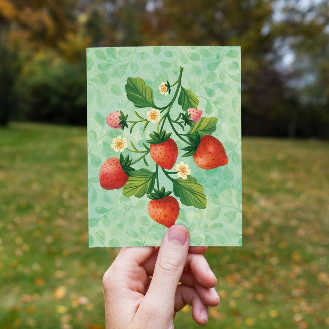 Natalie Adams Studio - Wholesale Everyday Greeting Card - Strawberry Dreams A2 Everyday Greeting Card on Recycled Pape1