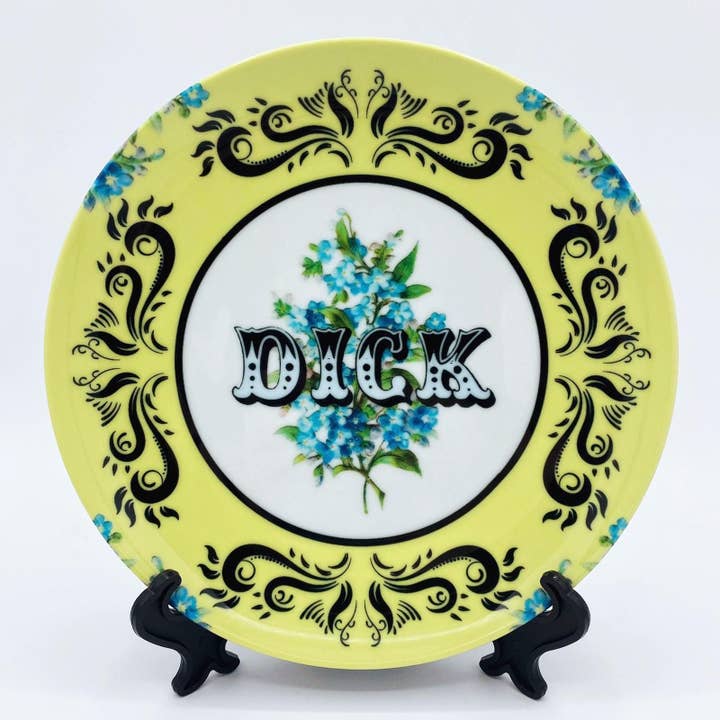 8 Inch Plate, Dick - Yellow by Wallace Elizabeth for wholesale by ART WOW