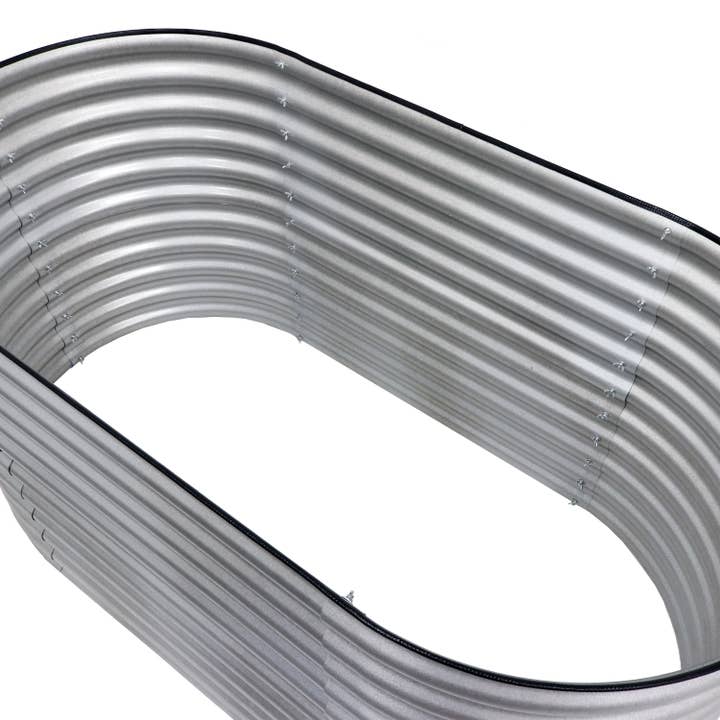 Sunnydaze Decor - Wholesale Planter Box - Steel Oval Raised Garden Bed - Silver - 79 in x 32 in9