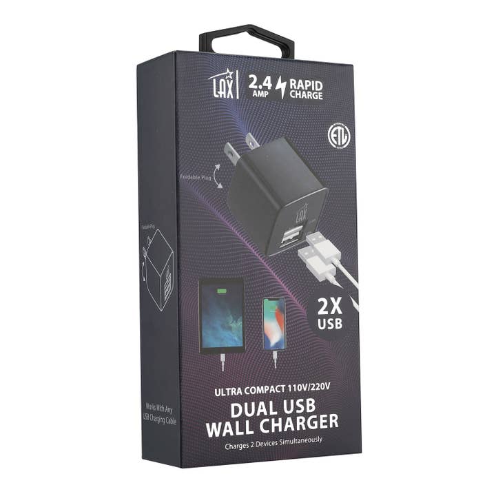 LAX Gadgets - Wholesale Portable Charger - Ultra-Compact Dual USB Wall Charger – Retail Packaging29