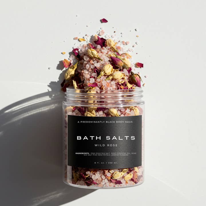WILD ROSE BATH SALTS for wholesale by Predominantly Black Candle Haus