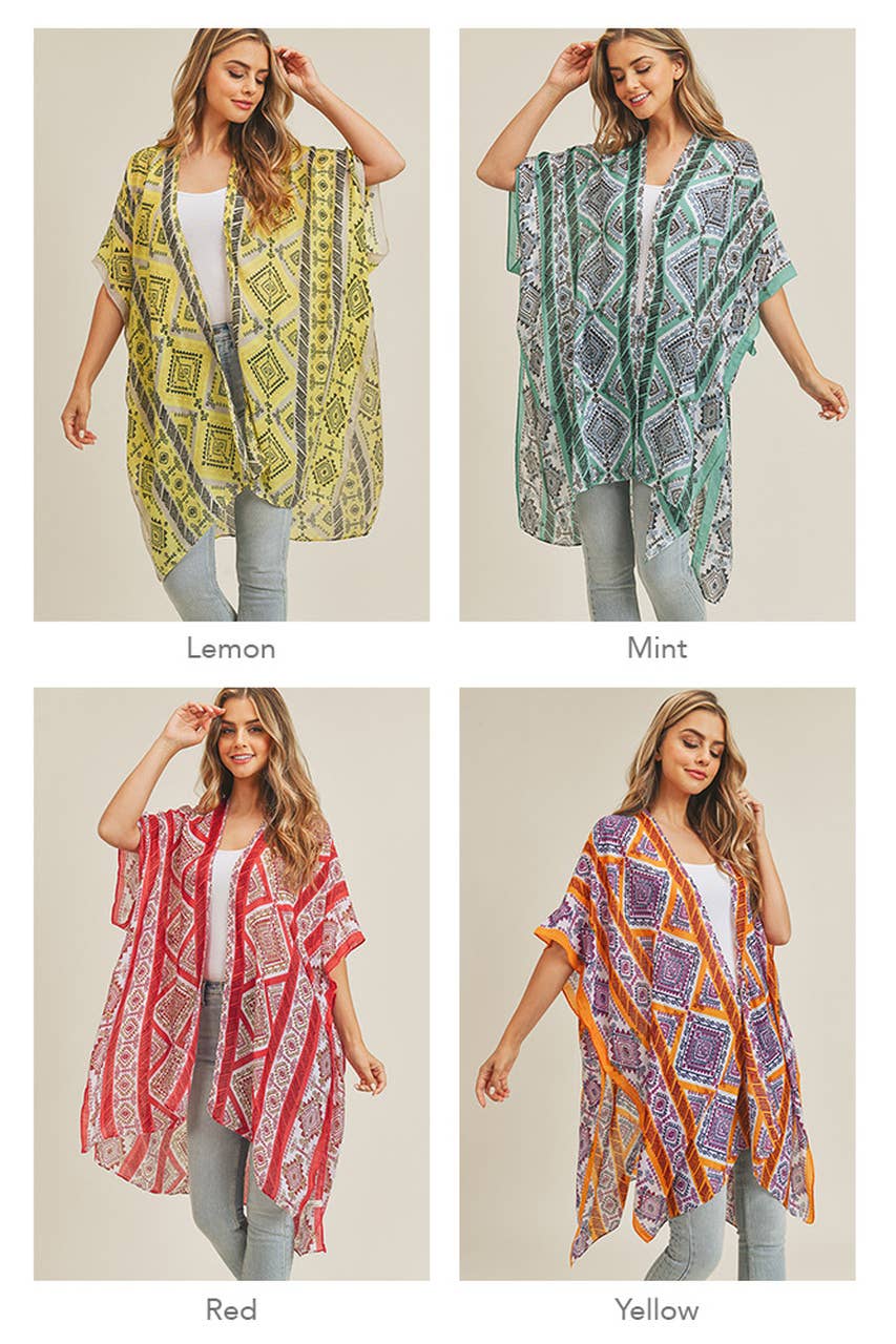 Hana - Wholesale Kimono - Women's - Tribal Pattern Summer Kimono Cover Up3