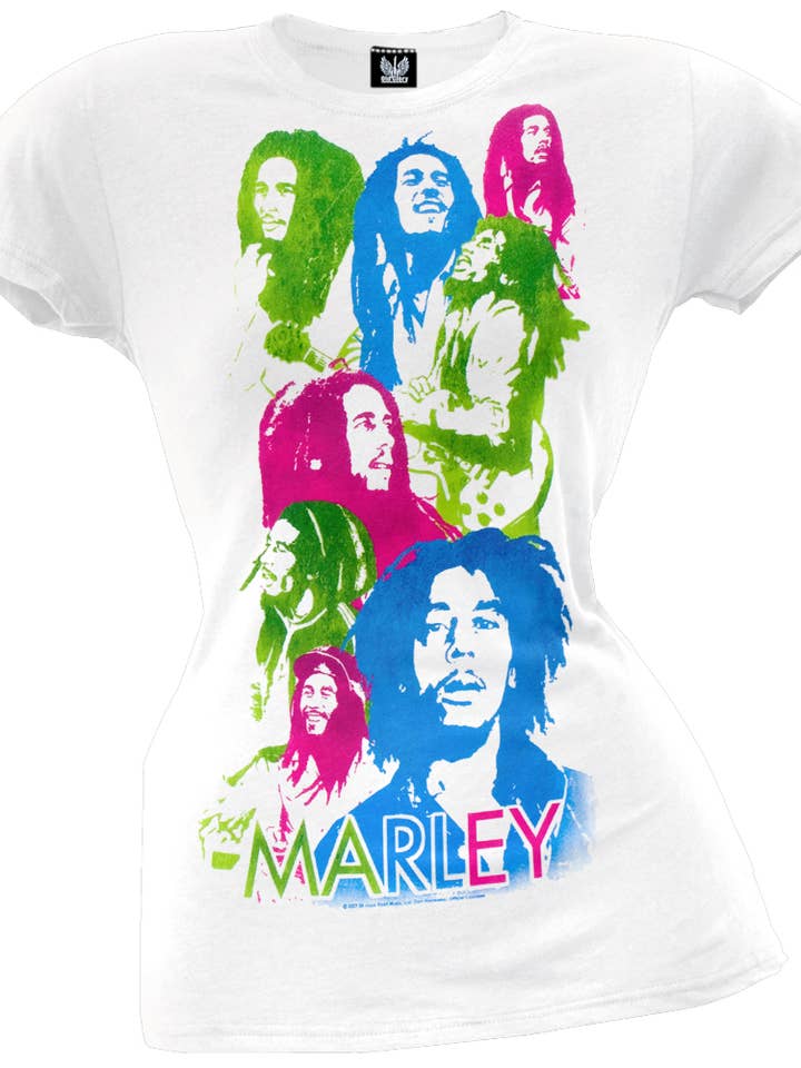 Official Store - Wholesale Screen Printed T-Shirt - Women's - Bob Marley - Colorful Women's Juniors T Shirt