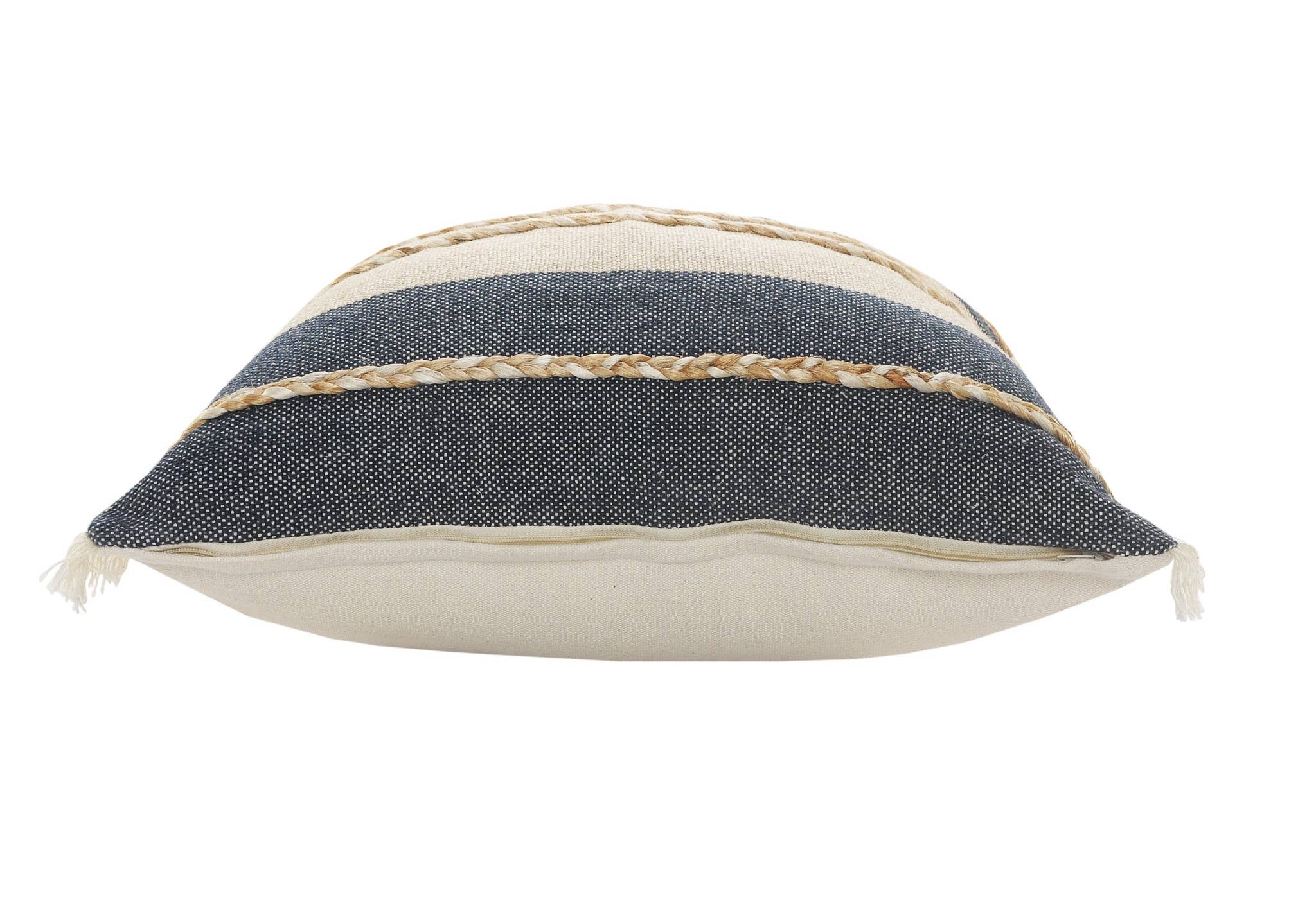 HomeRoots - Wholesale Decoratief kussen - 20X20 denimblauw, bruin en taupe kussen van jute met ritssluiting aan de kust1