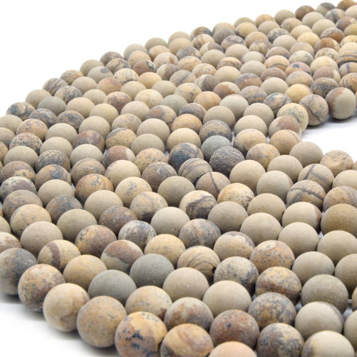Picture Jasper Beads | Matte Picture Jasper Round Beads | 6mm 8mm 10mm Available for wholesale by Only Beads