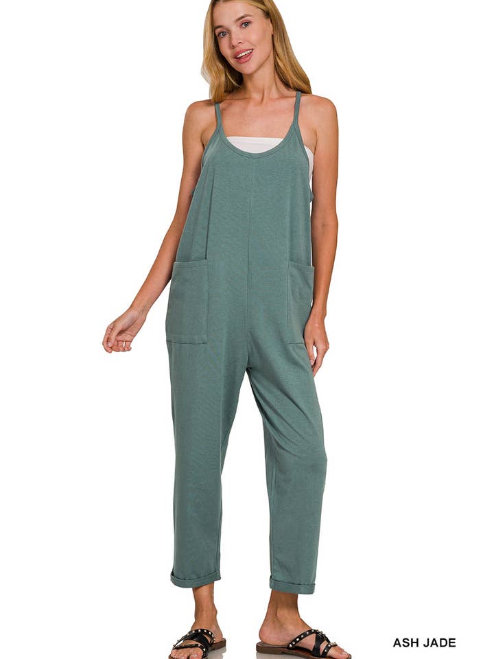 42POPS - Wholesale Jumpsuit - Women's - `.Spaghetti Strap Pocketed Cotton Jumpsuit28