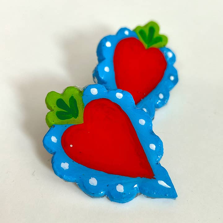 Red hearts earrings for wholesale by Chunchitos