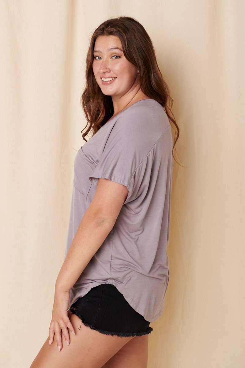 mittoshop - Wholesale T-Shirt - Women's - BT5074PL-PLUS BAMBOO FABRIC POCKET V-NECK TEE13