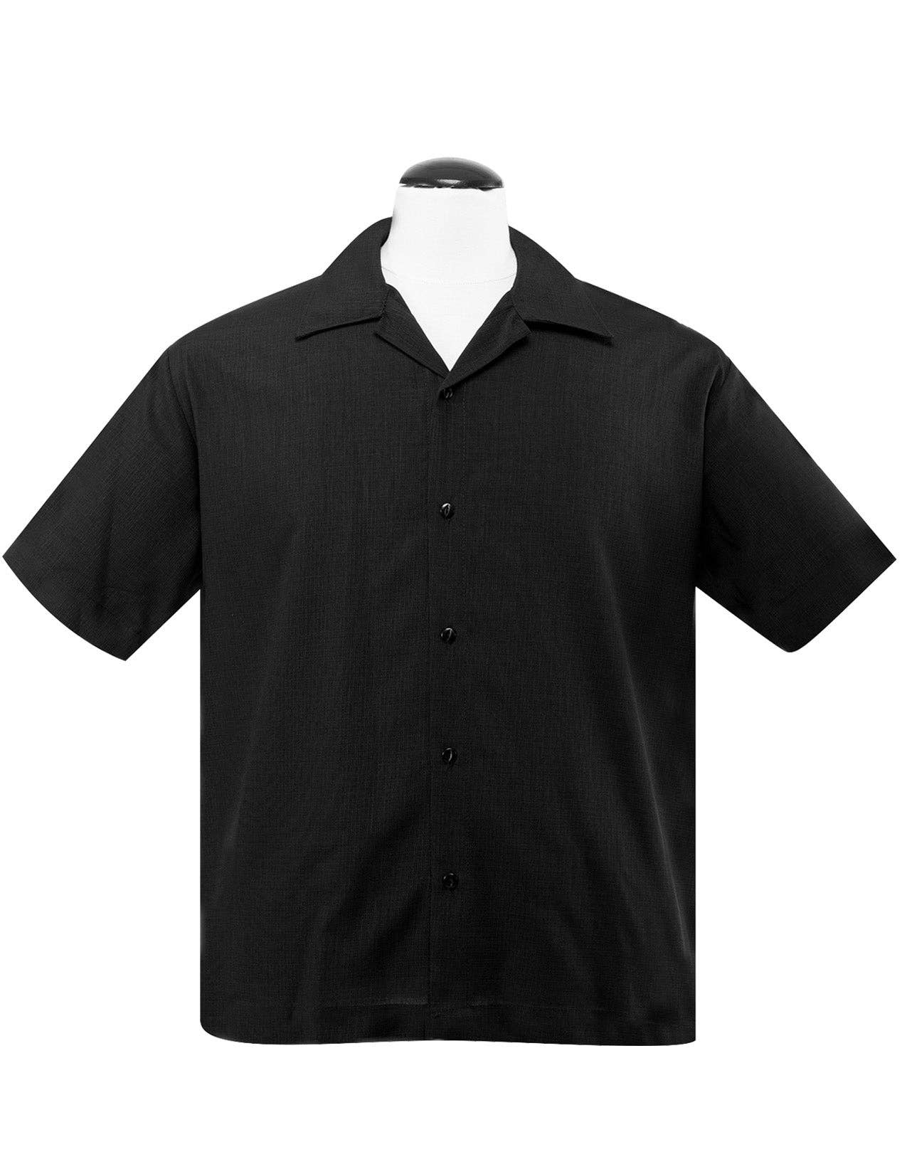Steady Clothing - Vente Chemise à col boutonné – homme - Chemise de bowling PopCheck Blank en noir