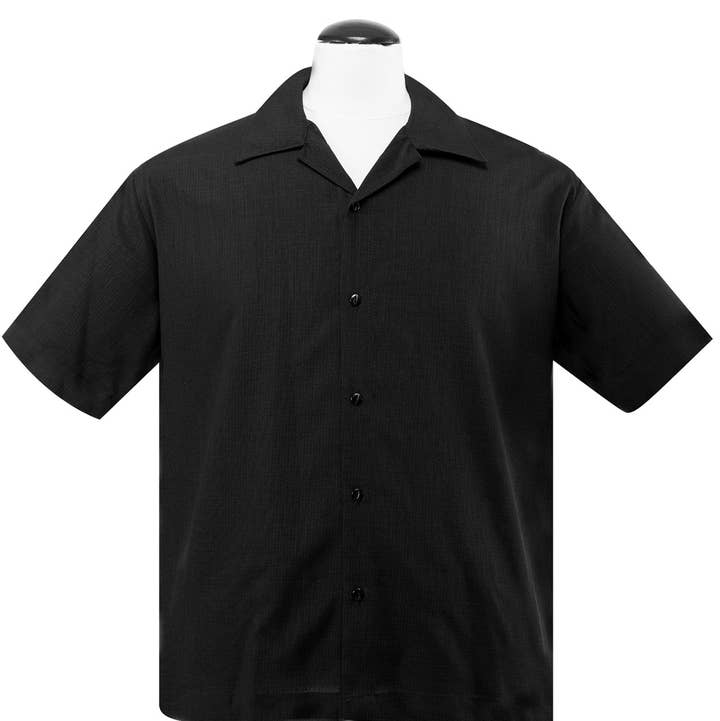 Steady Clothing - Wholesale Button Down Shirt - Men's - PopCheck Blank Bowling Shirt in Black0