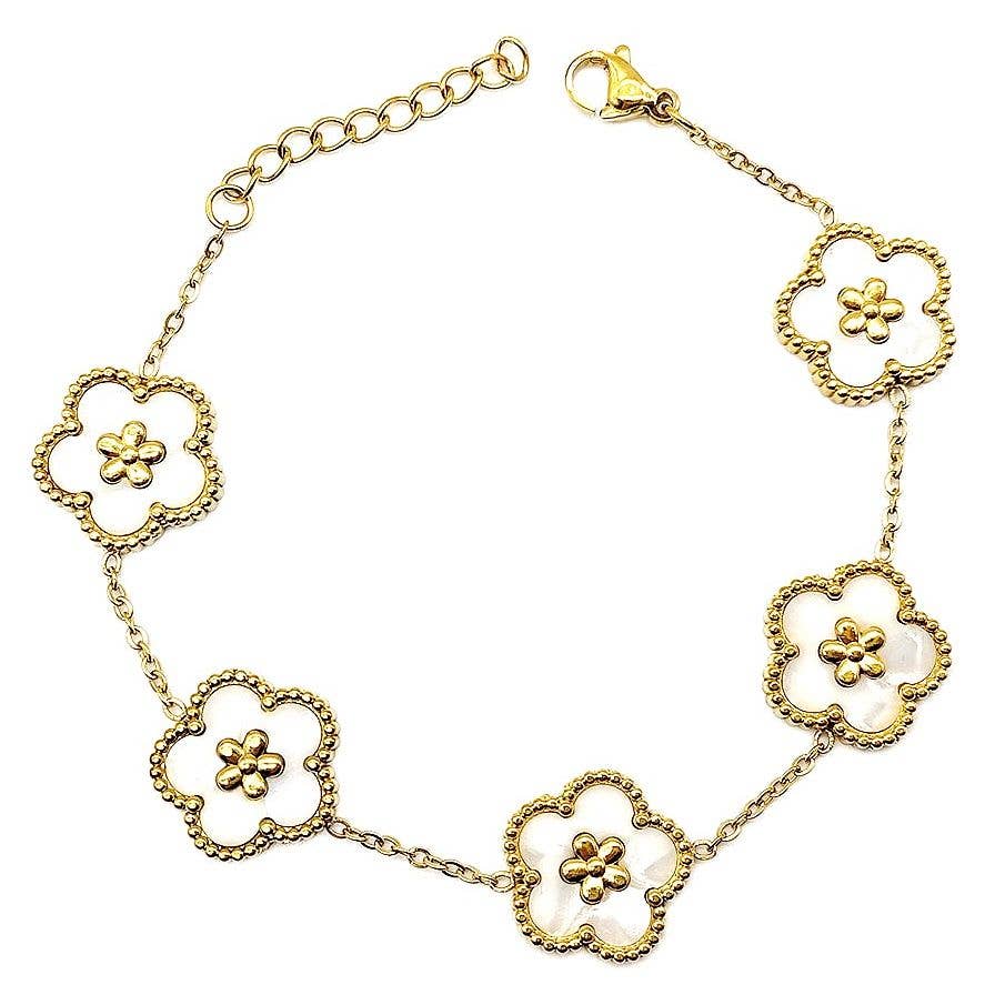 Diacly - Wholesale Link & Chain Bracelet - Flower Linked Stainless Steel Chain Bracelet2